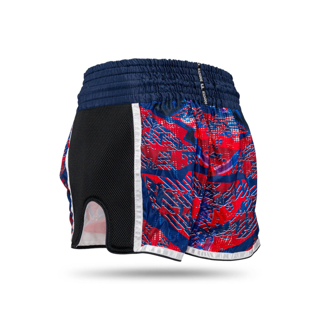 Short Booster Alien bleu et rouge, détail